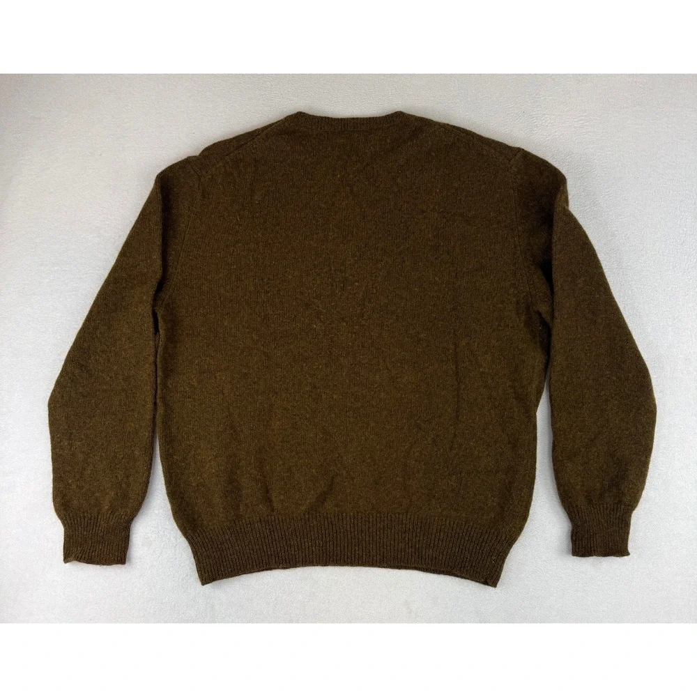 TreVero Crewneck Sweater Mens XL Brown 100% Lambswool Knit Pullover